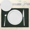 Ambesonne Forest Green Place Mats Set of 4, Abstract Geometric Shape on Dark Background Futuristic Grid Checkered Pattern, Washable Fabric Placemats for Dining Table, Standard Size, Black Green