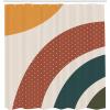 Ambesonne Mid Century Modern Boho Shower Curtain, Retro Abstract Conceot Stripes with Polka Dots Print, Cloth Fabric Bathroom Decor Set with Hooks, 69″ W x 70″ L, Cinnamon Apricot Eggshell