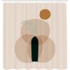 Ambesonne Mid Century Modern Boho Shower Curtain, Simplistic Leaf in a Vase Motif on Abstract Rounds Art, Cloth Fabric Bathroom Decor Set with Hooks, 69″ W x 70″ L, Dark Reseda Green Beige