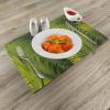 Ambesonne New York Place Mats Set of 4, NYC Exquisite Skyline Manhattan Old Neighborhood Tourist Country Print, Washable Fabric Placemats for Dining Table, Standard Size, Purple and Yellow(Fern Green)