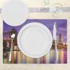 Ambesonne New York Place Mats Set of 4, NYC Exquisite Skyline Manhattan Old Neighborhood Tourist Country Print, Washable Fabric Placemats for Dining Table, Standard Size, Purple and Yellow(Purple Yellow)