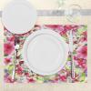 Ambesonne New York Place Mats Set of 4, NYC Exquisite Skyline Manhattan Old Neighborhood Tourist Country Print, Washable Fabric Placemats for Dining Table, Standard Size, Purple and Yellow(Green and Pink)