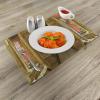 Ambesonne New York Place Mats Set of 4, NYC Exquisite Skyline Manhattan Old Neighborhood Tourist Country Print, Washable Fabric Placemats for Dining Table, Standard Size, Purple and Yellow(Tan Peach)