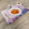 Ambesonne New York Place Mats Set of 4, NYC Exquisite Skyline Manhattan Old Neighborhood Tourist Country Print, Washable Fabric Placemats for Dining Table, Standard Size, Purple and Yellow(Lilac Purple)