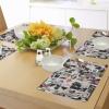 Ambesonne New York Place Mats Set of 4, NYC Exquisite Skyline Manhattan Old Neighborhood Tourist Country Print, Washable Fabric Placemats for Dining Table, Standard Size, Purple and Yellow(White Black Red)