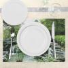 Ambesonne New York Place Mats Set of 4, NYC Exquisite Skyline Manhattan Old Neighborhood Tourist Country Print, Washable Fabric Placemats for Dining Table, Standard Size, Purple and Yellow(Green White)