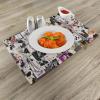 Ambesonne New York Place Mats Set of 4, NYC Exquisite Skyline Manhattan Old Neighborhood Tourist Country Print, Washable Fabric Placemats for Dining Table, Standard Size, Purple and Yellow(White Black Red)