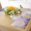 Ambesonne New York Place Mats Set of 4, NYC Exquisite Skyline Manhattan Old Neighborhood Tourist Country Print, Washable Fabric Placemats for Dining Table, Standard Size, Purple and Yellow(Lilac Purple)