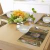 Ambesonne New York Place Mats Set of 4, NYC Exquisite Skyline Manhattan Old Neighborhood Tourist Country Print, Washable Fabric Placemats for Dining Table, Standard Size, Purple and Yellow(Tan Peach)