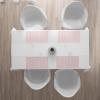 Ambesonne Pink and White Place Mats Set of 4, Victorian Waving Vintage Line Pattern with Curly Leaves Hearts and Flowers, Washable Fabric Placemats for Dining Table, Standard Size, White Blush
