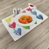 Ambesonne Valentine Place Mats Set of 4, Rainbow Colored Heart Shapes in Watercolors Hand Drawn Romantic Illustration, Washable Fabric Placemats for Dining Table, Standard Size, Pastel Red