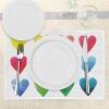 Ambesonne Valentine Place Mats Set of 4, Rainbow Colored Heart Shapes in Watercolors Hand Drawn Romantic Illustration, Washable Fabric Placemats for Dining Table, Standard Size, Pastel Red