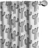 Ambesonne Black and White Curtains, Repetitive Pattern of Outline Exotic Cactus Plants Image, Window Treatments 2 Panel Set for Living Room Bedroom, Pair of – 28″ x 63″, Soft Black White