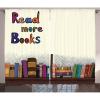 Ambesonne Book Curtains, Read More Books Words Printed on Sketch Background with Colorful Books on a Shelf, Living Room Bedroom Window Drapes 2 Panel Set, 108″ X 84″, Multicolor(108″W x 84″L (Pack of 2))