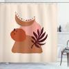 Ambesonne Mid Century Modern Boho Shower Curtain, Nature Feels Leaf with Abstract Rounds and Crescent Art, Cloth Fabric Bathroom Decor Set with Hooks, 69″ W x 84″ L, Eggshell Pale Cinnamon