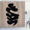 Ambesonne Mid Century Modern Boho Shower Curtain, Simple Brush Stroke with Earth Tones Rectangle Print, Cloth Fabric Bathroom Decor Set with Hooks, 69″ W x 75″ L, Warm Taupe Charcoal Grey