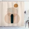 Ambesonne Mid Century Modern Boho Shower Curtain, Simplistic Leaf in a Vase Motif on Abstract Rounds Art, Cloth Fabric Bathroom Decor Set with Hooks, 69″ W x 70″ L, Dark Reseda Green Beige