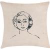 Ambesonne Mid Century Modern Boho Throw Pillow Cushion Cover, Abstract Simple Design Lady Silhouette Peach Tone Back, Decorative Square Accent Pillow Case, 26″ X 26″, Pale Mustard Dark Grey
