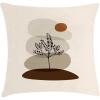 Ambesonne Mid Century Modern Boho Throw Pillow Cushion Cover, Botanical Leafy Tree with Earth Tones Abstract Aura Rounds, Decorative Square Accent Pillow Case, 28″ X 28″, Champagne Chocolate