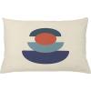 Ambesonne Mid Century Modern Boho Throw Pillow Cushion Cover, Geometric Balance with Semi Circles Weathered Effect, Decorative Rectangle Accent Pillow Case, 26″ X 16″, Eggshell and Paprika