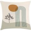 Ambesonne Mid Century Modern Boho Throw Pillow Cushion Cover, Minimalist Abstract Boho Roundy Stripes and Leaf with Sun, Decorative Square Accent Pillow Case, 18″ X 18″, Amber Champagne Dusk