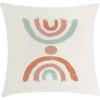 Ambesonne Mid Century Modern Boho Throw Pillow Cushion Cover, Minimalist and Pastel Stripes with Dot Rainbow Look, Decorative Square Accent Pillow Case, 36″ X 36″, Pale Rust and Almond Green