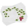 Ambesonne Vineyard Place Mats Set of 4, Curved Ivy Branch Deciduous Woody Wines Clusters Cabernet Theme Print, Washable Fabric Placemats for Dining Table, Standard Size, Green Purple