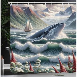 Ambesonne Blue Shower Curtain, Floral Eucalyptus Branches Romantic Botanical Weeping Flowers in Cold Tones, Cloth Fabric Bathroom Decor Set with Hooks, 69″ W x 75″ L, Laurel Green Sea Blue(Sea Green Blue and Ruby)