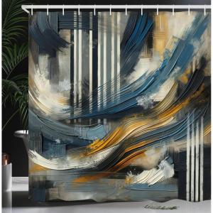Ambesonne Blue Shower Curtain, Floral Eucalyptus Branches Romantic Botanical Weeping Flowers in Cold Tones, Cloth Fabric Bathroom Decor Set with Hooks, 69″ W x 75″ L, Laurel Green Sea Blue(Orange Slate Blue and Grey)