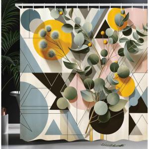 Ambesonne Blue Shower Curtain, Floral Eucalyptus Branches Romantic Botanical Weeping Flowers in Cold Tones, Cloth Fabric Bathroom Decor Set with Hooks, 69″ W x 75″ L, Laurel Green Sea Blue(Orange Blue Grey Peach)