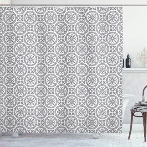 Ambesonne Blue Shower Curtain, Floral Eucalyptus Branches Romantic Botanical Weeping Flowers in Cold Tones, Cloth Fabric Bathroom Decor Set with Hooks, 69″ W x 75″ L, Laurel Green Sea Blue(Grey White)