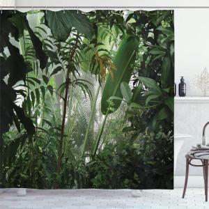 Ambesonne Blue Shower Curtain, Floral Eucalyptus Branches Romantic Botanical Weeping Flowers in Cold Tones, Cloth Fabric Bathroom Decor Set with Hooks, 69″ W x 75″ L, Laurel Green Sea Blue(Forest Green)