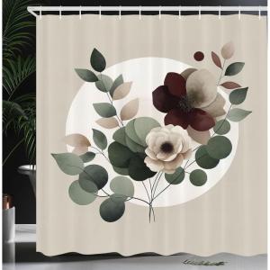 Ambesonne Blue Shower Curtain, Floral Eucalyptus Branches Romantic Botanical Weeping Flowers in Cold Tones, Cloth Fabric Bathroom Decor Set with Hooks, 69″ W x 75″ L, Laurel Green Sea Blue(Pale Sage Green Blush)