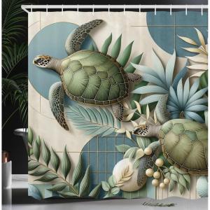 Ambesonne Blue Shower Curtain, Floral Eucalyptus Branches Romantic Botanical Weeping Flowers in Cold Tones, Cloth Fabric Bathroom Decor Set with Hooks, 69″ W x 75″ L, Laurel Green Sea Blue(Peacock Green and Blue Grey)