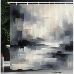 Ambesonne Blue Shower Curtain, Floral Eucalyptus Branches Romantic Botanical Weeping Flowers in Cold Tones, Cloth Fabric Bathroom Decor Set with Hooks, 69″ W x 75″ L, Laurel Green Sea Blue(Eggshell Blue Grey)