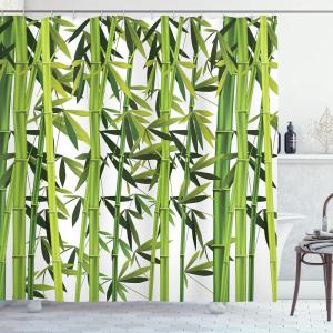 Ambesonne Blue Shower Curtain, Floral Eucalyptus Branches Romantic Botanical Weeping Flowers in Cold Tones, Cloth Fabric Bathroom Decor Set with Hooks, 69″ W x 75″ L, Laurel Green Sea Blue(White and Green)