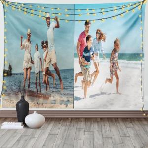 Ambesonne Customizable Tapestry with Photos, Wide Wall Hanging for Bedroom Living Room Dorm, Personalized Décor Accent Piece for All Seasons Christmas & Valentines Day Custom Gift, 3 Photos, 60″ X 40″(4 Photos)