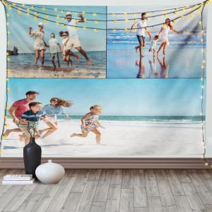Ambesonne Customizable Tapestry with Photos, Wide Wall Hanging for Bedroom Living Room Dorm, Personalized Décor Accent Piece for All Seasons Christmas & Valentines Day Custom Gift, 3 Photos, 60″ X 40″(5 Photos)