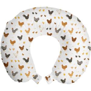 Ambesonne Eiffel Travel Pillow Neck Rest, Romantic Valentines Day Eiffel Tower City of Love Doodle Style Heart Shapes, Memory Foam Traveling Accessory for Airplane and Car, 12″, Maroon White(Cinnamon and Apricot)