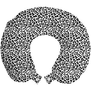 Ambesonne Eiffel Travel Pillow Neck Rest, Romantic Valentines Day Eiffel Tower City of Love Doodle Style Heart Shapes, Memory Foam Traveling Accessory for Airplane and Car, 12″, Maroon White(Black White)