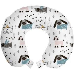 Ambesonne Eiffel Travel Pillow Neck Rest, Romantic Valentines Day Eiffel Tower City of Love Doodle Style Heart Shapes, Memory Foam Traveling Accessory for Airplane and Car, 12″, Maroon White(White)