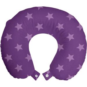 Ambesonne Eiffel Travel Pillow Neck Rest, Romantic Valentines Day Eiffel Tower City of Love Doodle Style Heart Shapes, Memory Foam Traveling Accessory for Airplane and Car, 12″, Maroon White(Purple and Mauve)