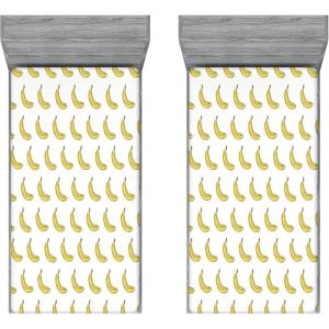 Ambesonne Floral Art Fitted Sheet Set, Modern Scandi Flowers Leaves on Tartan Plaid Back Butterfly Valentine, 2 Pack Comfortable Bedding All-Round Elastic Pocket, Twin Size, Blush White Grey Pink(Yellow and White)