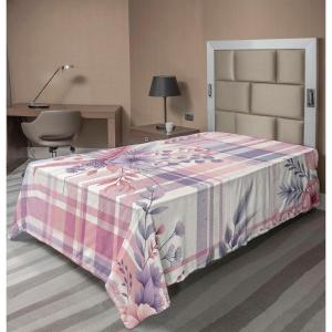 Ambesonne Floral Heart Flat Sheet, Tenderness of Romantic Garden Ivy Branches and Roses Valentines Day, Soft Comfortable Top Sheet Decorative Bedding 1 Piece, King Size, Laurel Green and Pink(Lilac and Pale Pink)