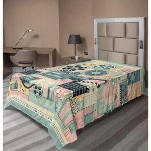 Ambesonne Floral Heart Flat Sheet, Tenderness of Romantic Garden Ivy Branches and Roses Valentines Day, Soft Comfortable Top Sheet Decorative Bedding 1 Piece, King Size, Laurel Green and Pink(Almond Green Blush Peach)