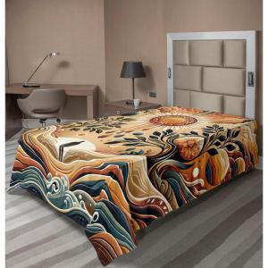 Ambesonne Floral Heart Flat Sheet, Tenderness of Romantic Garden Ivy Branches and Roses Valentines Day, Soft Comfortable Top Sheet Decorative Bedding 1 Piece, King Size, Laurel Green and Pink(Pale Brown Petrol Blue)