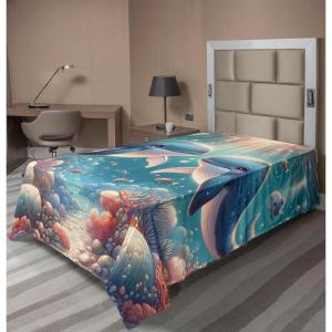 Ambesonne Floral Heart Flat Sheet, Tenderness of Romantic Garden Ivy Branches and Roses Valentines Day, Soft Comfortable Top Sheet Decorative Bedding 1 Piece, King Size, Laurel Green and Pink(Sea Blue and Coral)
