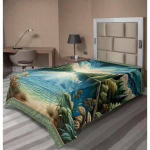 Ambesonne Floral Heart Flat Sheet, Tenderness of Romantic Garden Ivy Branches and Roses Valentines Day, Soft Comfortable Top Sheet Decorative Bedding 1 Piece, King Size, Laurel Green and Pink(Green Blue)