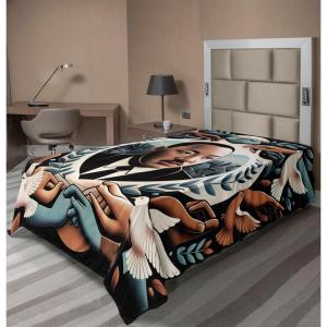 Ambesonne Floral Heart Flat Sheet, Tenderness of Romantic Garden Ivy Branches and Roses Valentines Day, Soft Comfortable Top Sheet Decorative Bedding 1 Piece, King Size, Laurel Green and Pink(Blue Grey and Pale Caramel)