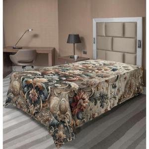 Ambesonne Floral Heart Flat Sheet, Tenderness of Romantic Garden Ivy Branches and Roses Valentines Day, Soft Comfortable Top Sheet Decorative Bedding 1 Piece, King Size, Laurel Green and Pink(Tan Dark Blue and Pale Ruby)